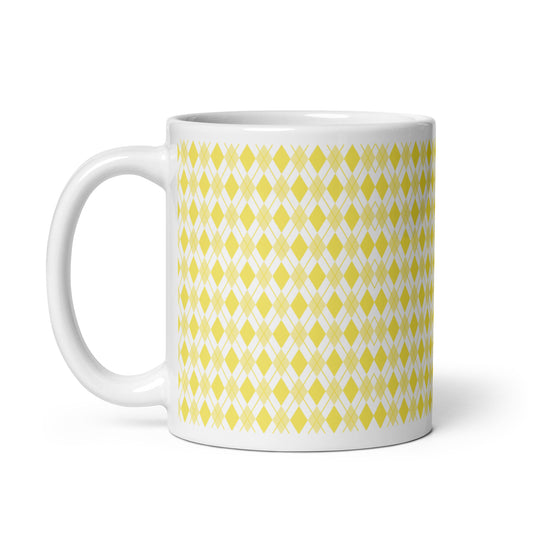 Argyle — Flax ceramic coffee mug - 11oz - handle left