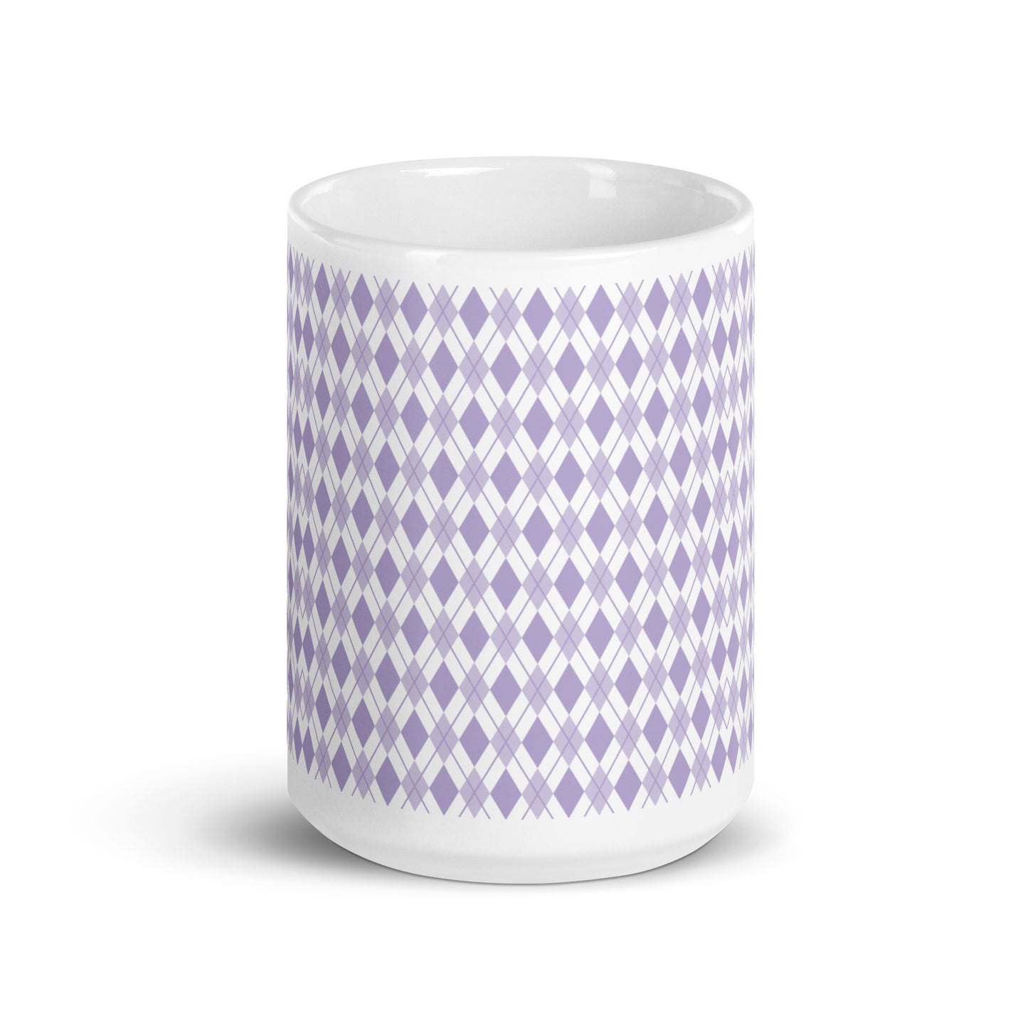 Argyle — Lavender ceramic coffee mug - 15oz - front