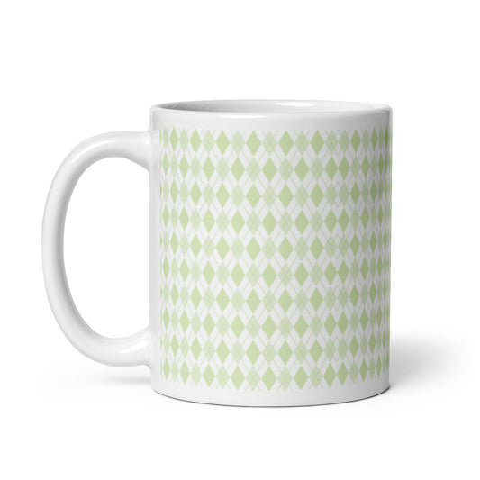 Argyle — Moss ceramic coffee mug - 11oz - handle left