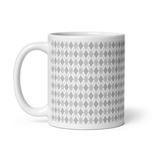 Argyle — Stone ceramic coffee mug - 11oz - handle left