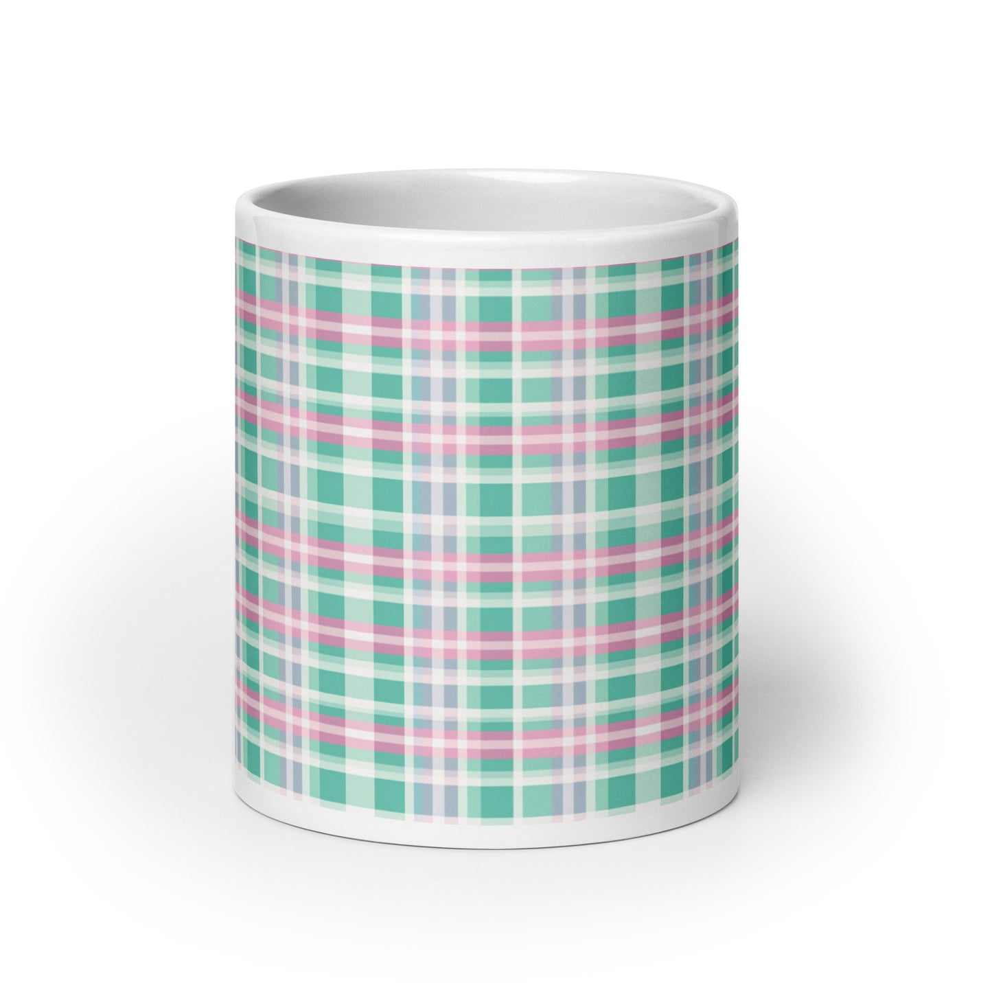 Criss + Cross - Madras ceramic coffee mug - 20 oz - front view