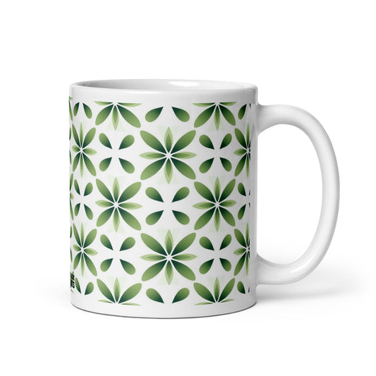 Fiore — Fern ceramic coffee mug - 11oz - handle on right