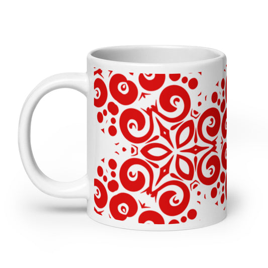 InkFlow Lotus ceramic coffee mug - 11 oz - handle on left