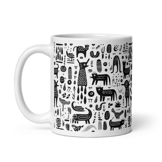 Inkstone Bestiary ceramic coffee mug - 11 oz - handle on left
