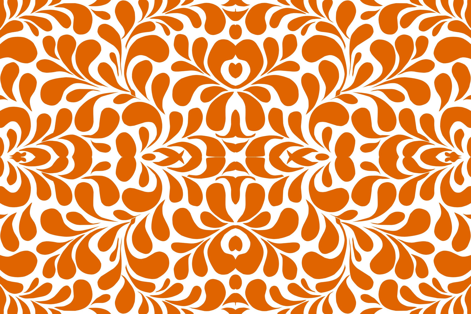 assorted orange objects like dishes, mugs, flowers, and furniture