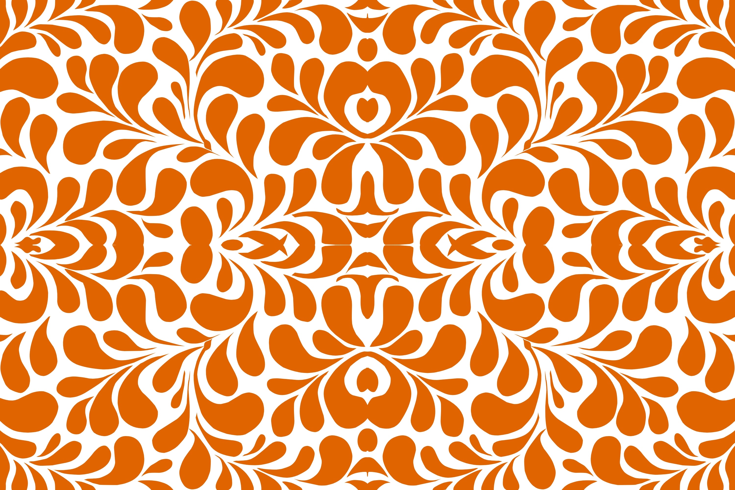 assorted orange objects like dishes, mugs, flowers, and furniture