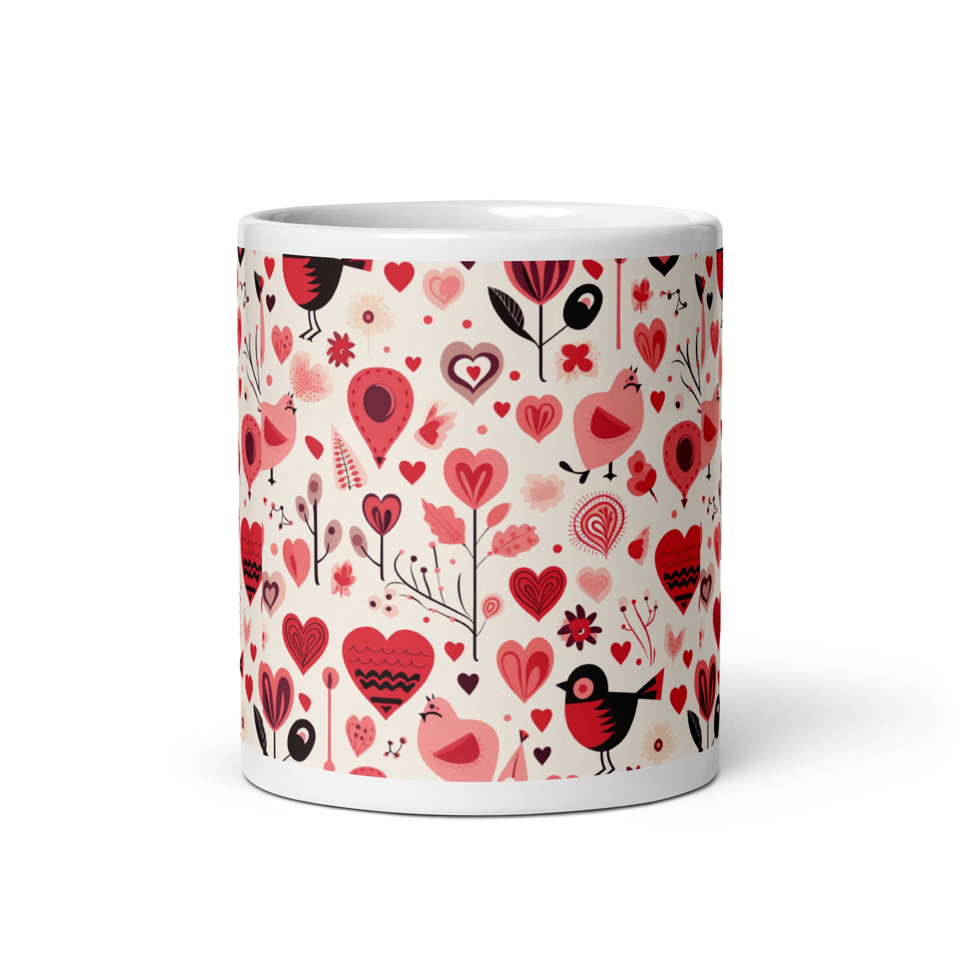 Amora Bough ceramic coffee mug - 11 oz - front view