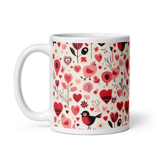 Amora Bough ceramic coffee mug - 11 oz - handle on left