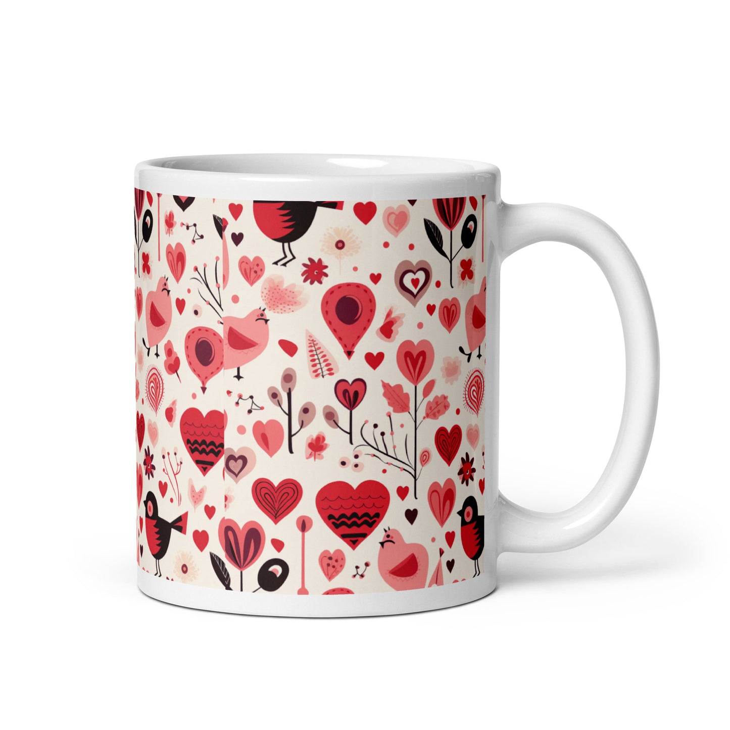 Amora Bough ceramic coffee mug - 11 oz - handle on right