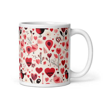 Amora Bough ceramic coffee mug - 11 oz - handle on right