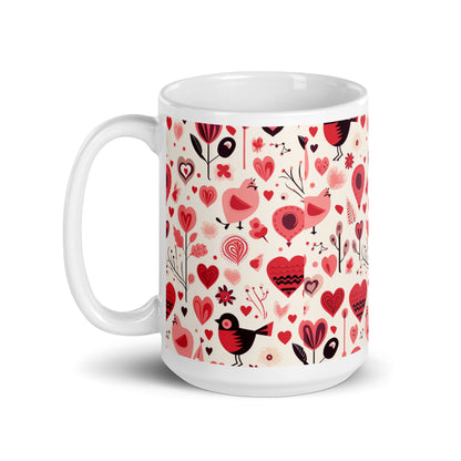 Amora Bough ceramic coffee mug - 15 oz - handle on left
