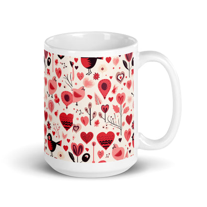 Amora Bough ceramic coffee mug - 15 oz - handle on right