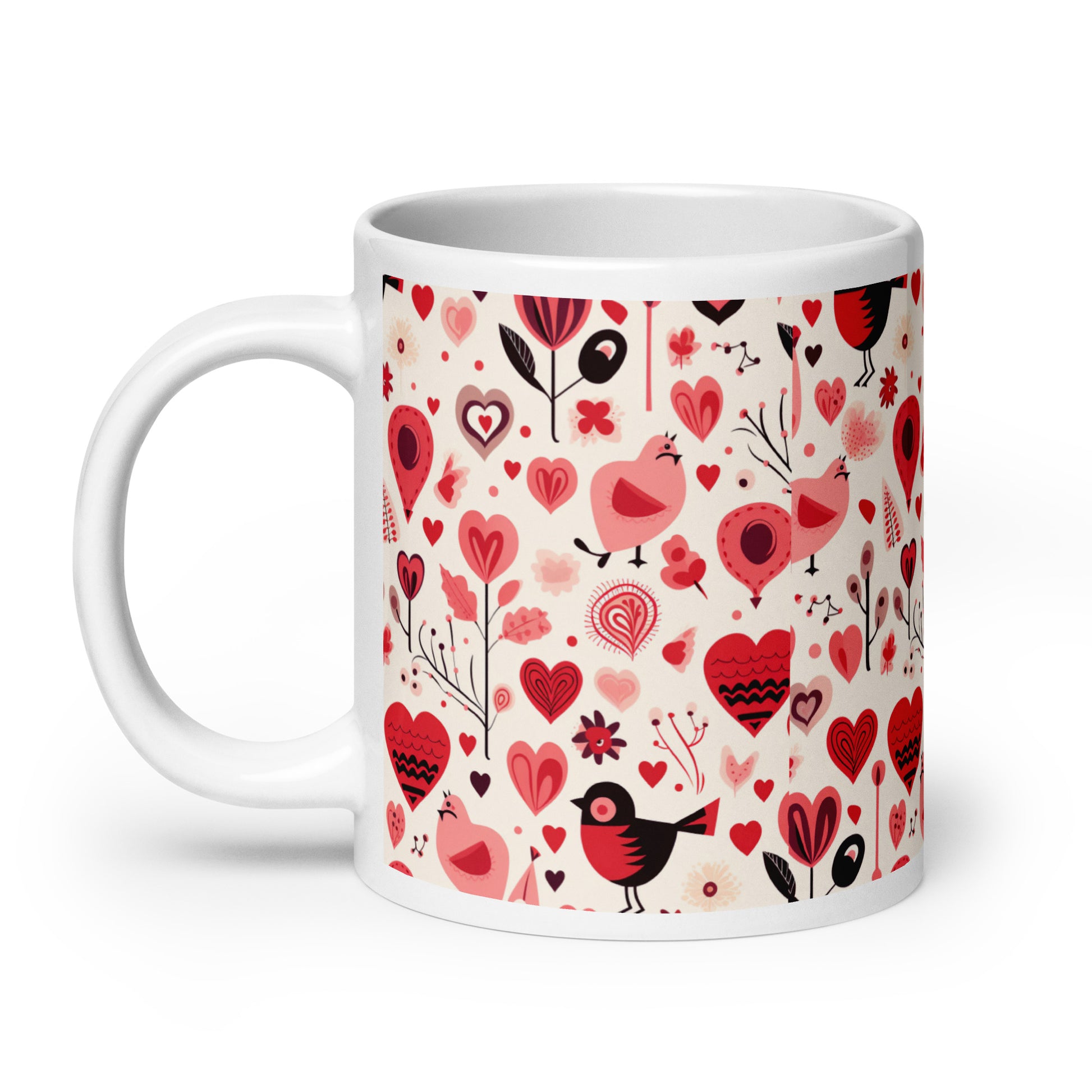Amora Bough ceramic coffee mug - 20 oz - handle on left