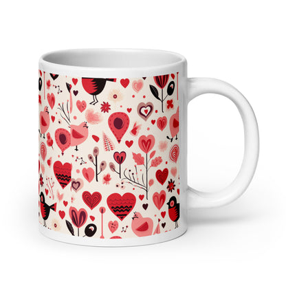 Amora Bough ceramic coffee mug - 20 oz - handle on right