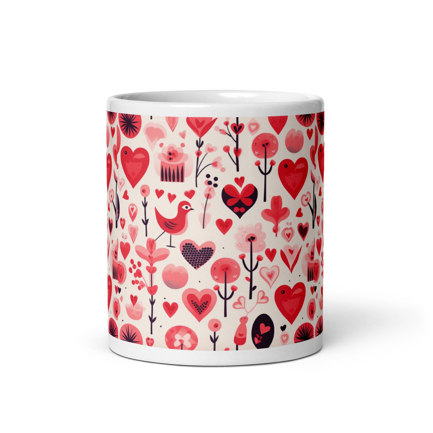 Amora Folk ceramic coffee mug - 11 oz - front view