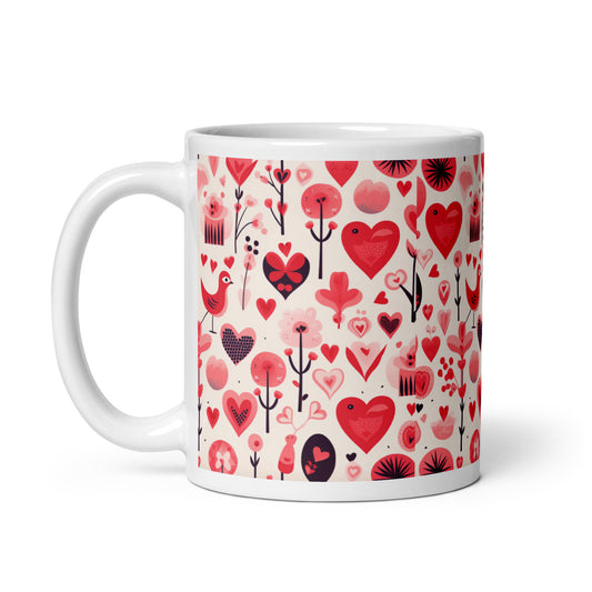Amora Folk ceramic coffee mug - 11 oz - handle on left