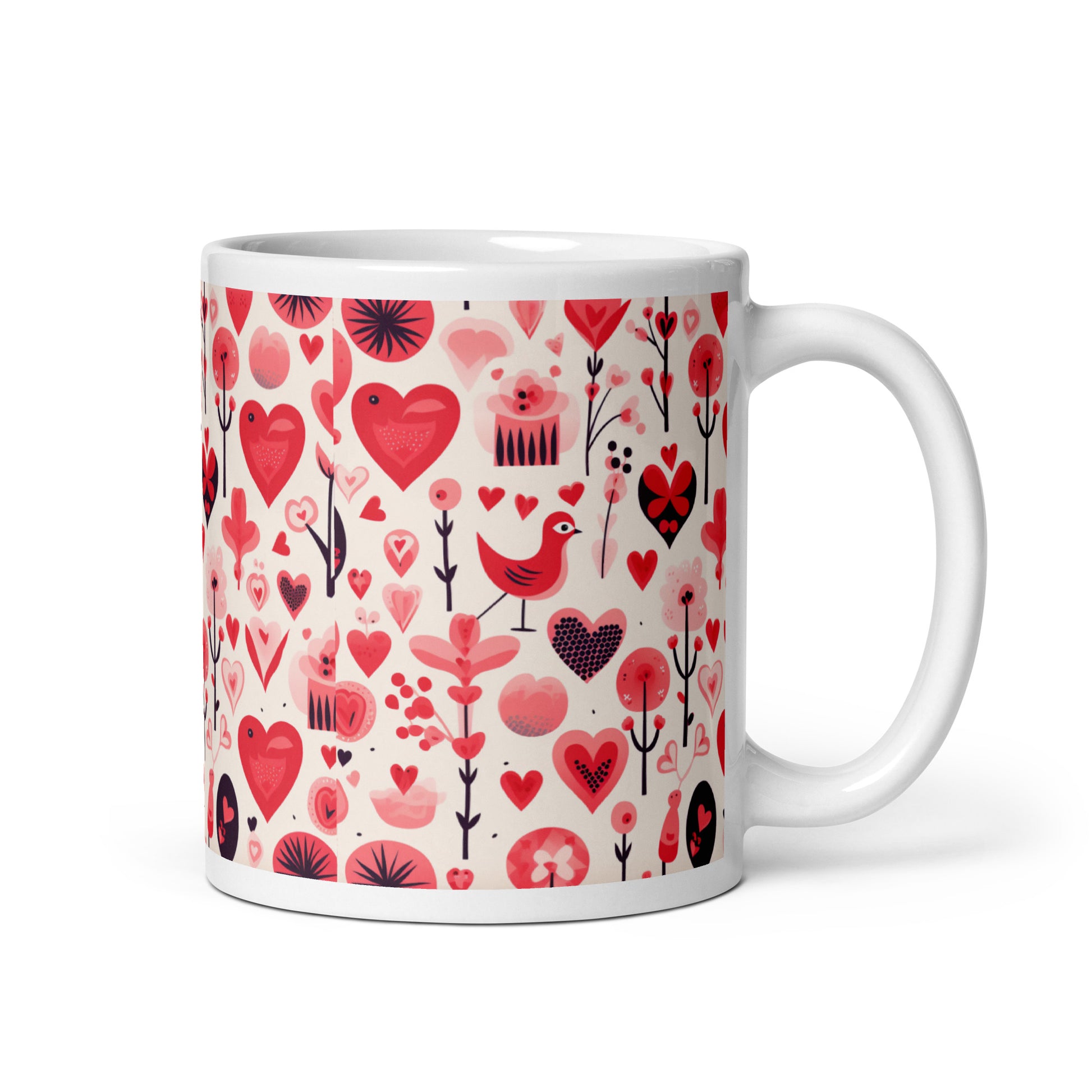 Amora Folk ceramic coffee mug - 11 oz - handle on right
