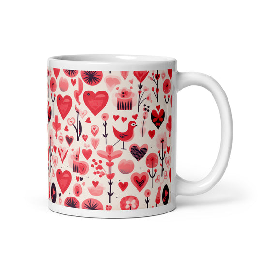 Amora Folk ceramic coffee mug - 11 oz - handle on right