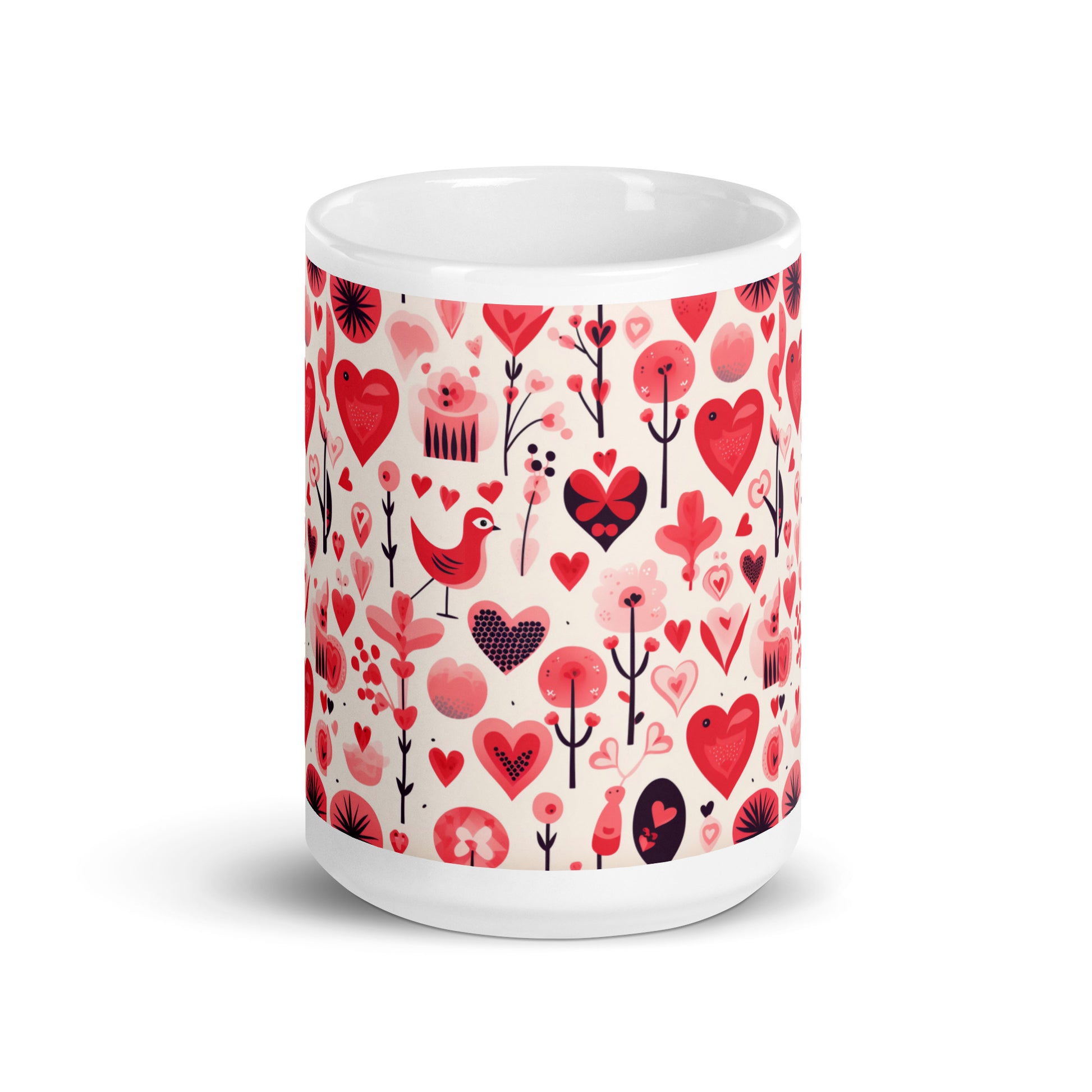 Amora Folk ceramic coffee mug - 15 oz - front view