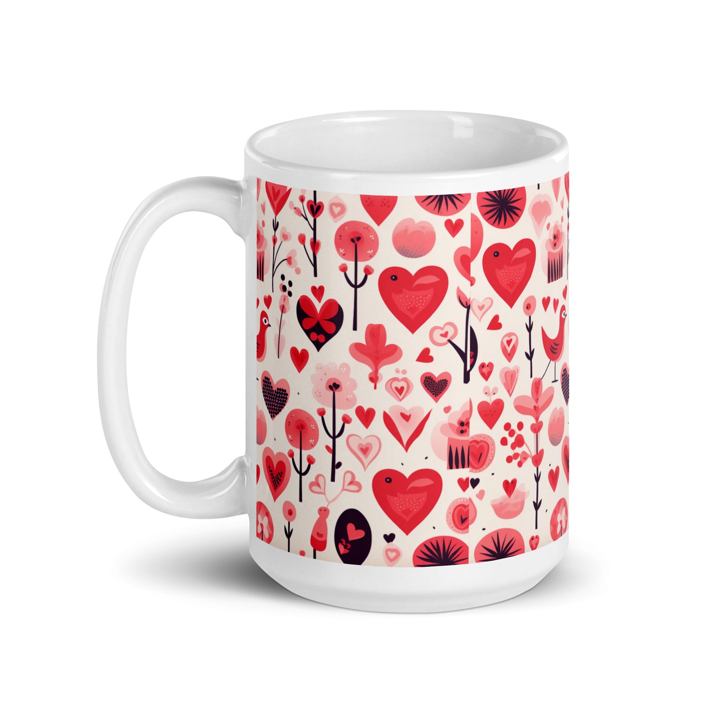 Amora Folk ceramic coffee mug - 15 oz - handle on left
