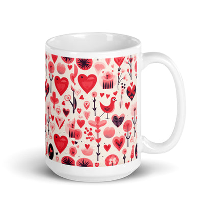 Amora Folk ceramic coffee mug - 15 oz - handle on right