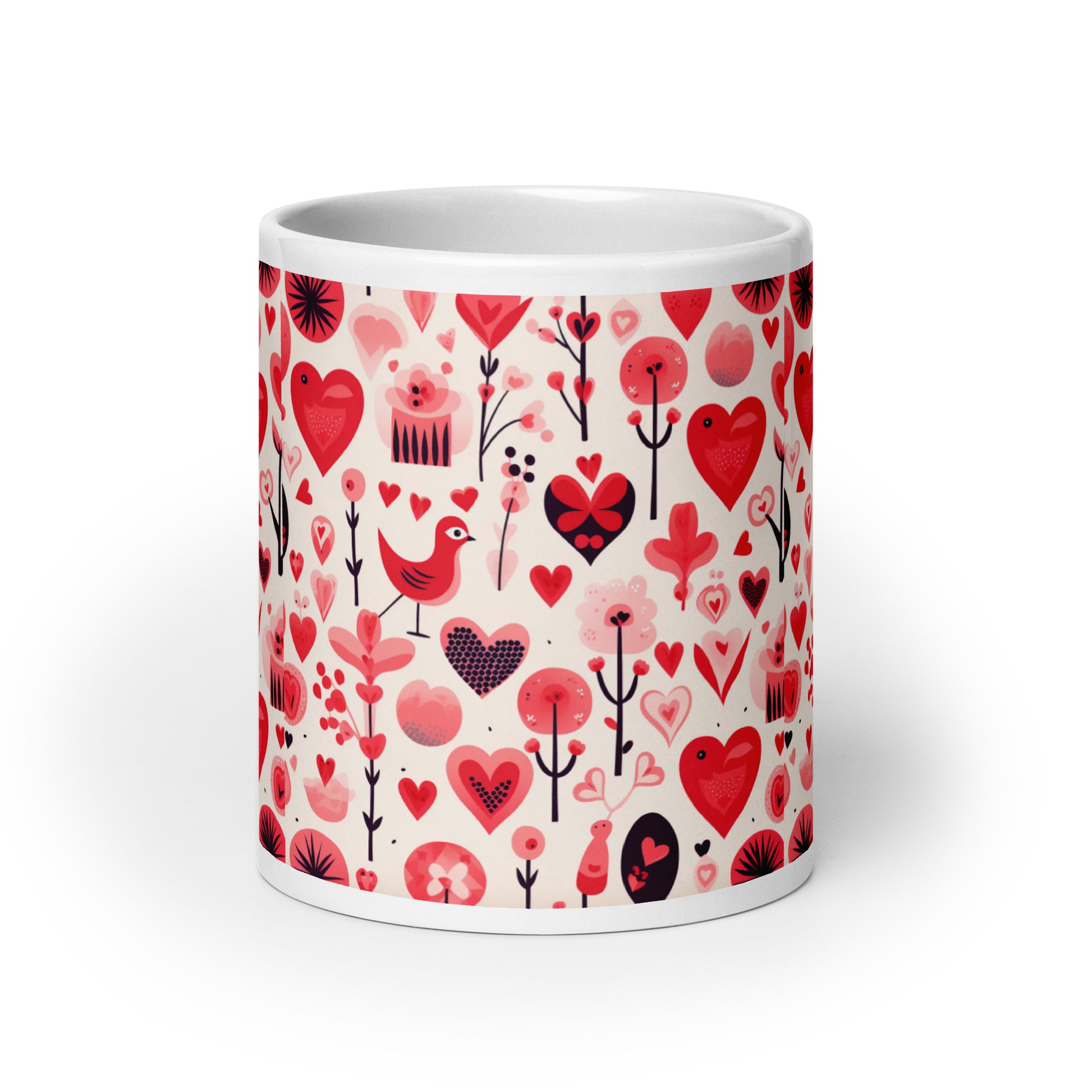 Amora Folk ceramic coffee mug - 20 oz - front view
