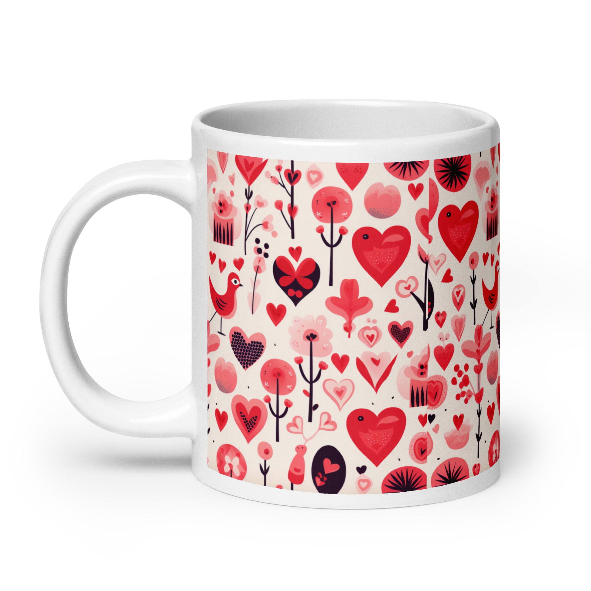 Amora Folk ceramic coffee mug - 20 oz - handle on left