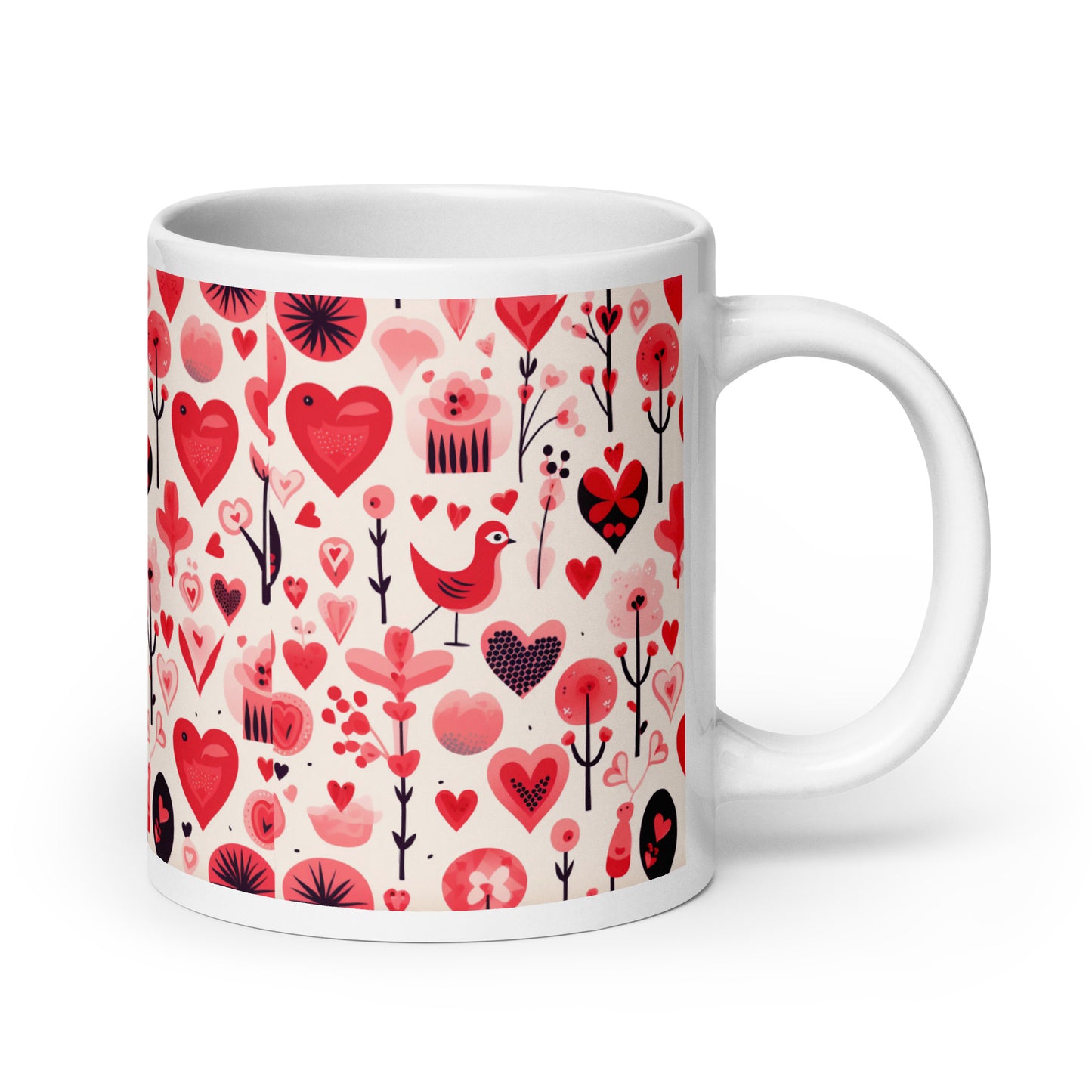 Amora Folk ceramic coffee mug - 20 oz - handle on right