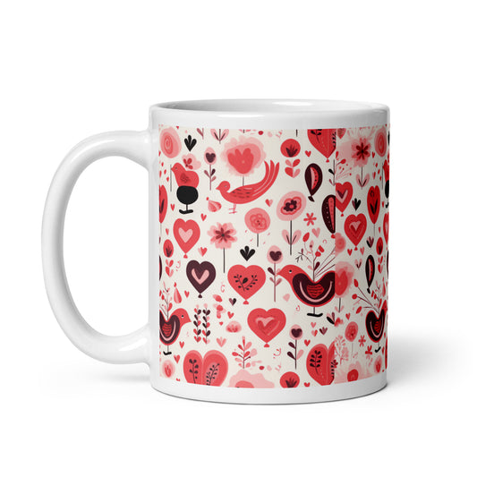 Amora in Garnet ceramic coffee mug - 11 oz - handle on left