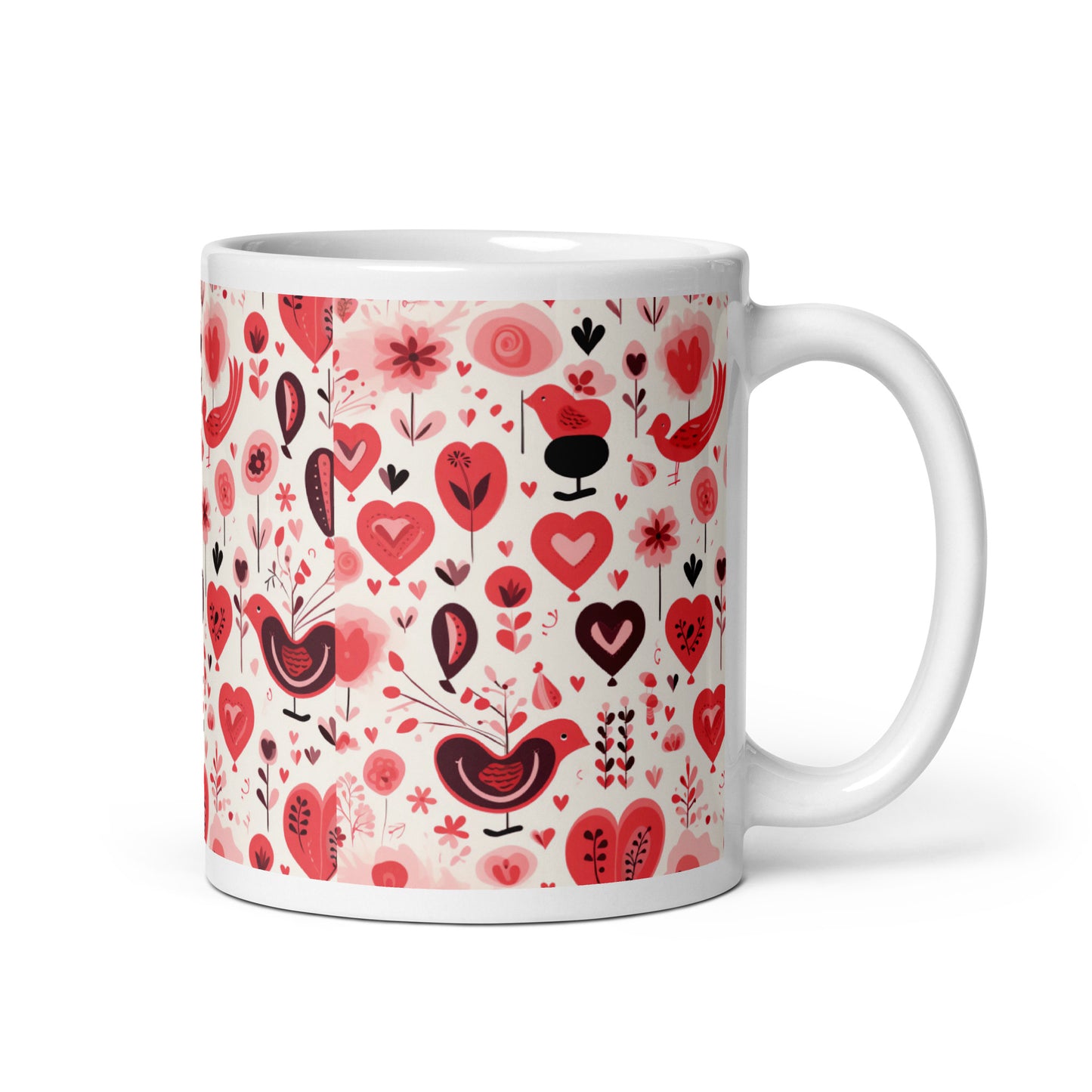 Amora in Garnet ceramic coffee mug - 11 oz - handle on right