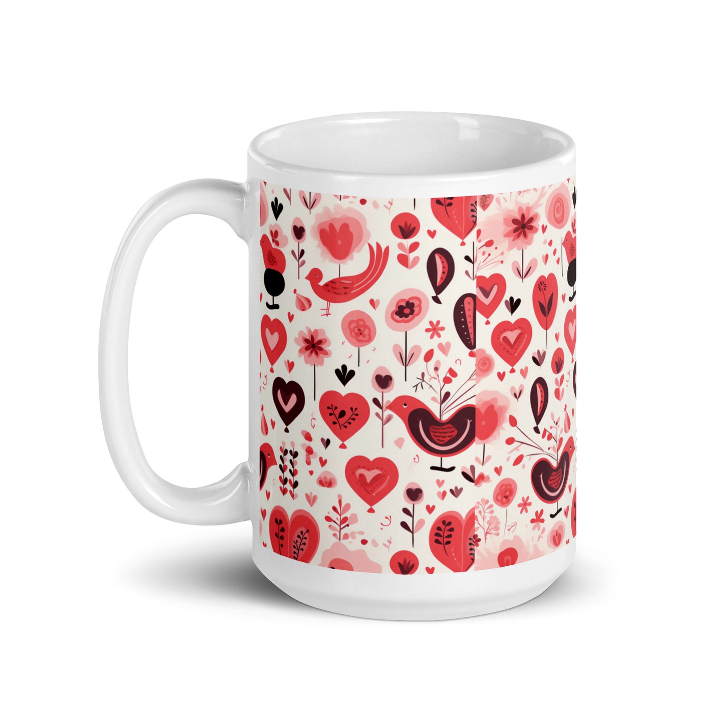 Amora in Garnet ceramic coffee mug - 15 oz - handle on left