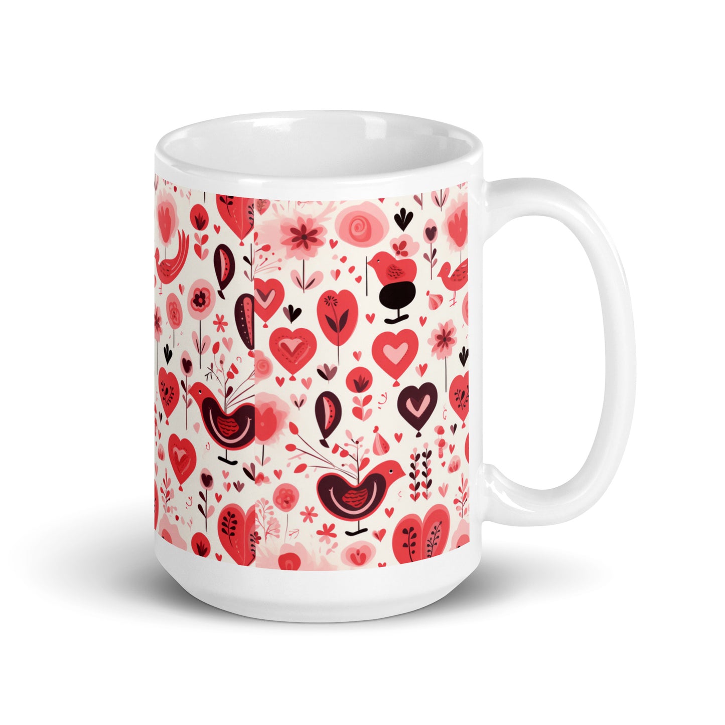Amora in Garnet ceramic coffee mug - 15 oz - handle on right