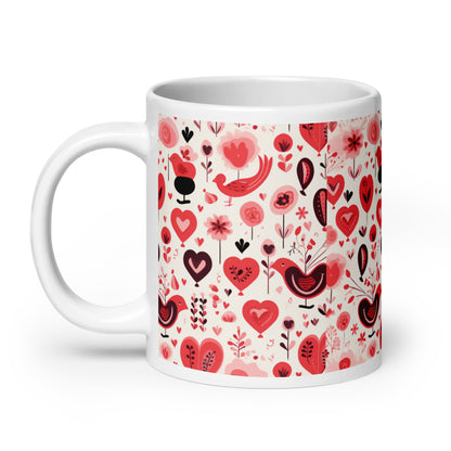 Amora in Garnet ceramic coffee mug - 20 oz - handle on left