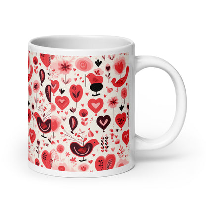 Amora in Garnet ceramic coffee mug - 20 oz - handle on right