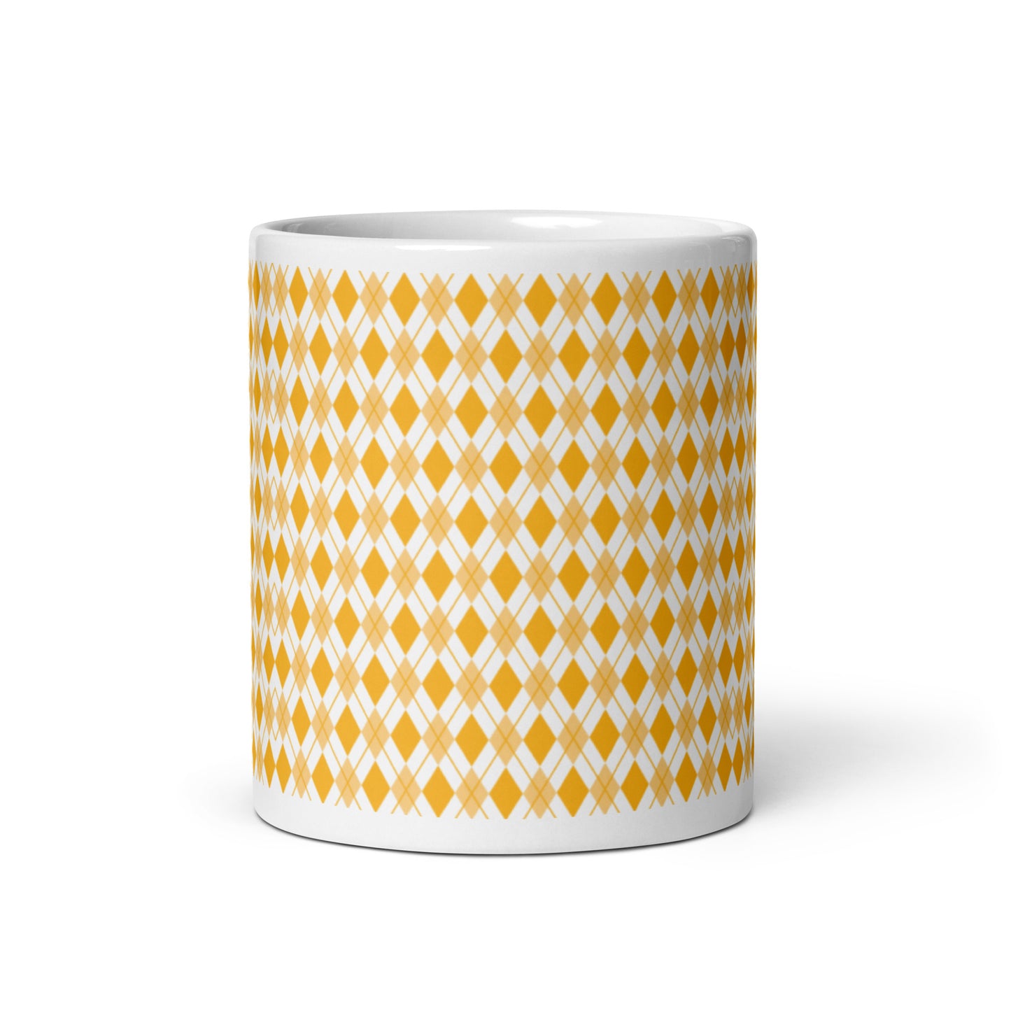 Argyle — Amber ceramic coffee mug - 11oz - front