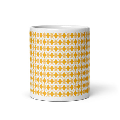 Argyle — Amber ceramic coffee mug - 11oz - front