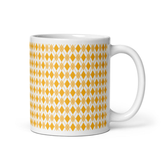Argyle — Amber ceramic coffee mug - 11oz - handle right
