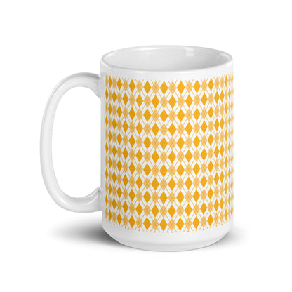 Argyle — Amber ceramic coffee mug - 15oz - handle left