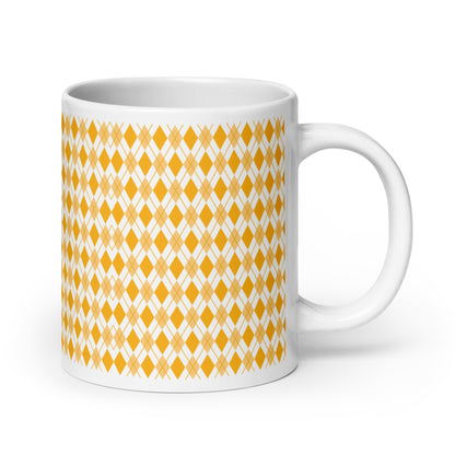Argyle — Amber ceramic coffee mug - 20oz - handle right