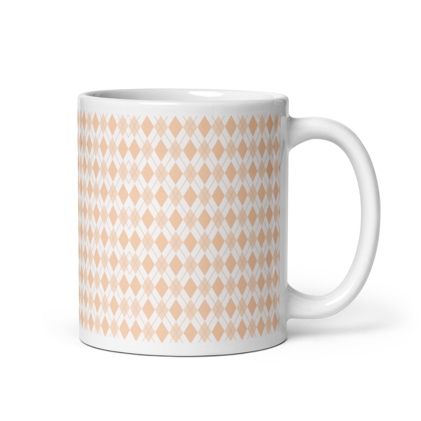 Argyle — Blush ceramic coffee mug - 11oz - handle right