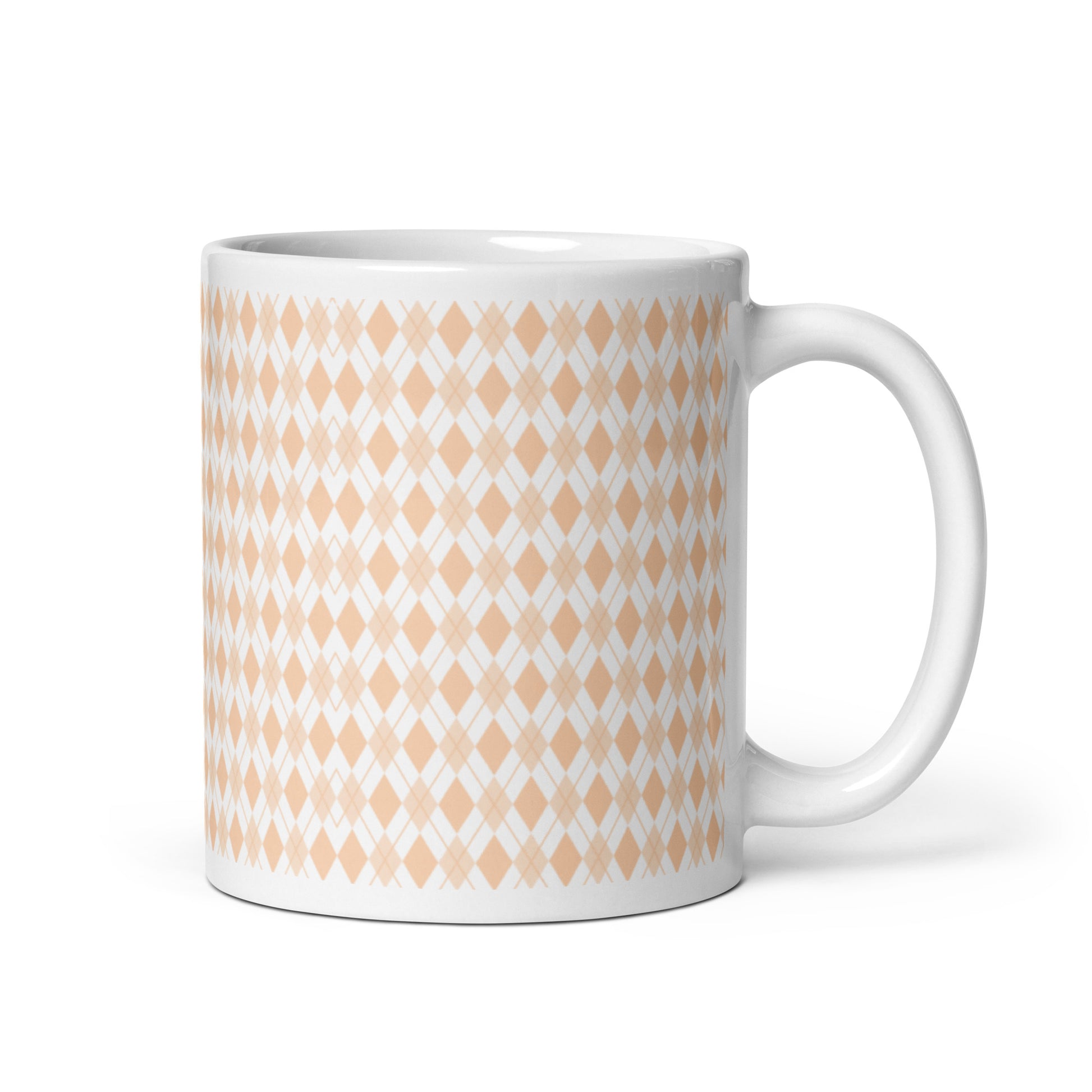 Argyle — Blush ceramic coffee mug - 11oz - handle right