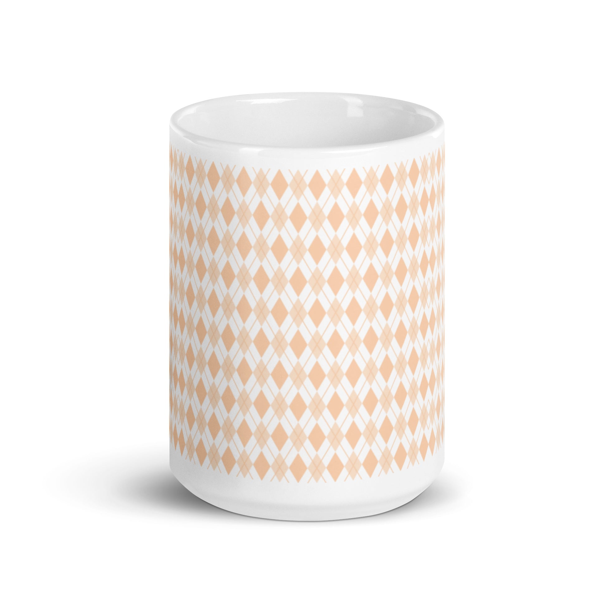 Argyle — Blush ceramic coffee mug - 15oz - front