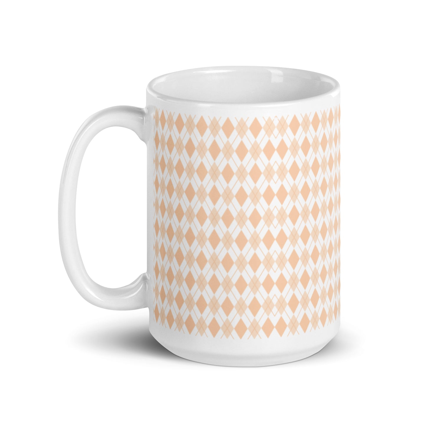Argyle — Blush ceramic coffee mug - 15oz - handle left