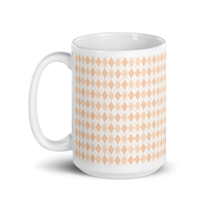 Argyle — Blush ceramic coffee mug - 15oz - handle left
