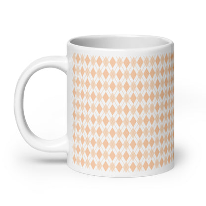 Argyle — Blush ceramic coffee mug - 20oz - handle left