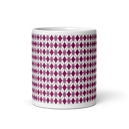 Argyle — Burgundy ceramic coffee mug - 11oz - front
