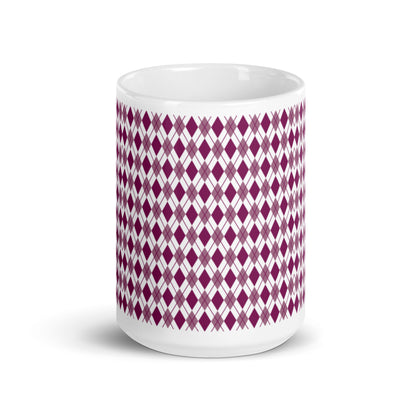 Argyle — Burgundy ceramic coffee mug - 15oz - front