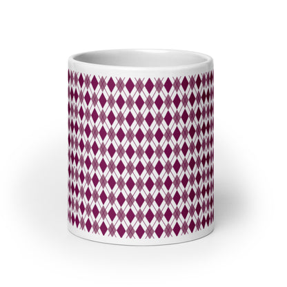Argyle — Burgundy ceramic coffee mug - 20oz - front