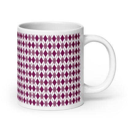 Argyle — Burgundy ceramic coffee mug - 20oz - handle right