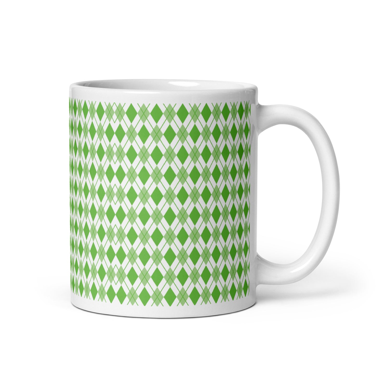 Argyle — Clover ceramic coffee mug - 11oz - handle right